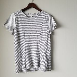 Lucky Brand White Top With Navy Stripes